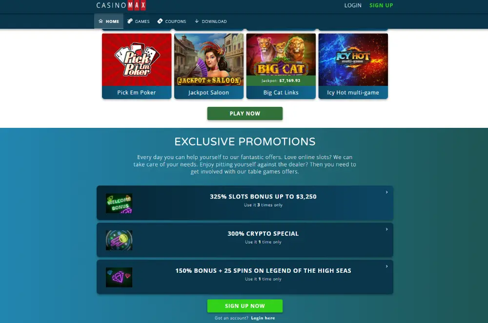 casino max hoem page